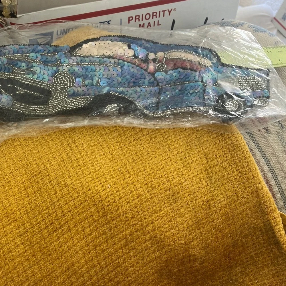 Beaded and sequin car patch